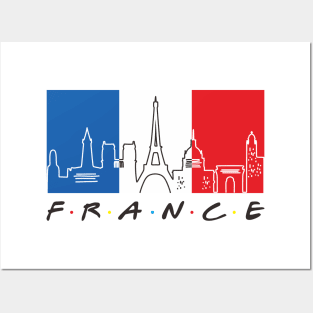 france flag and skyline Posters and Art